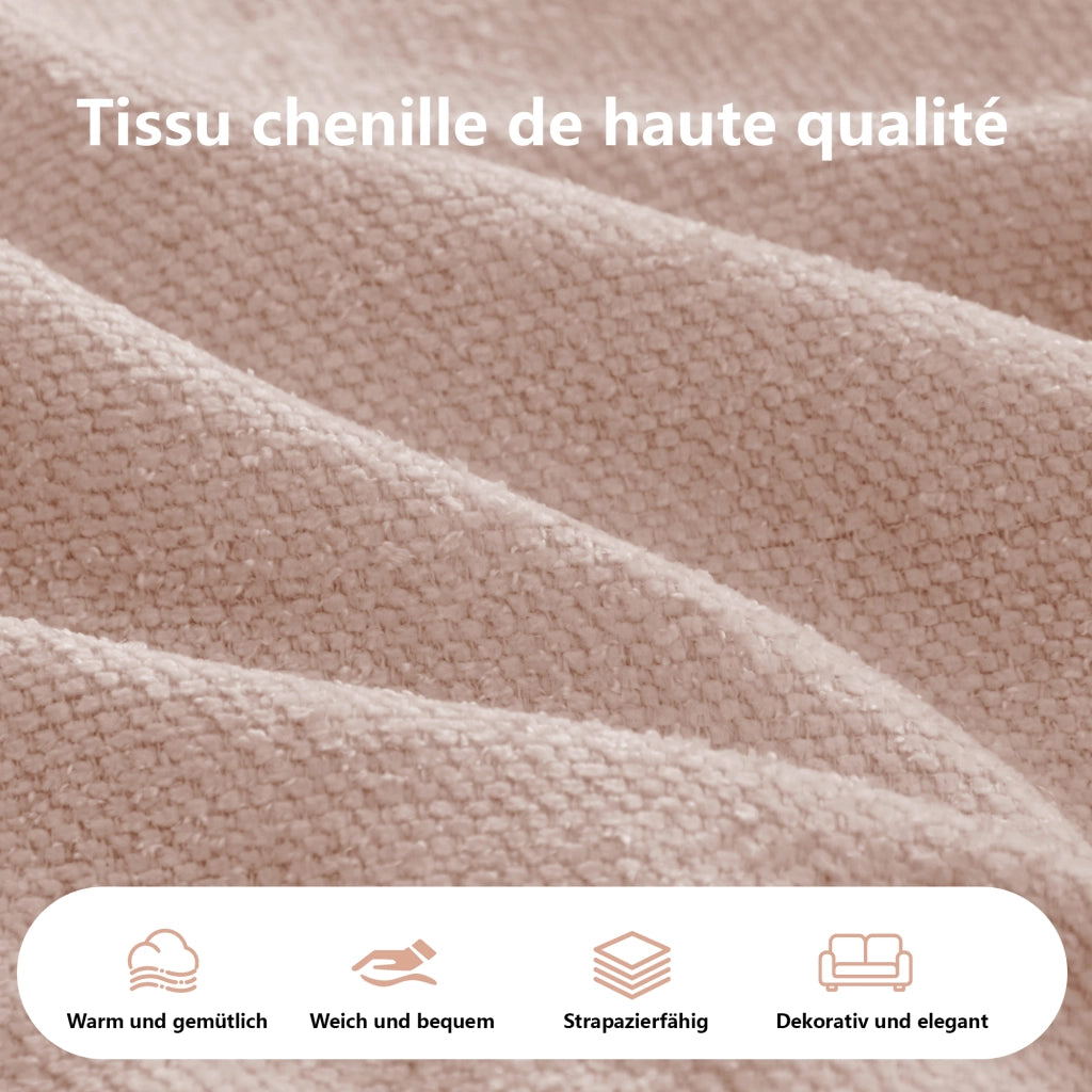 Divano modulare convertibile 2 moduli - con seduta profonda e cuscini - in chenille rosa