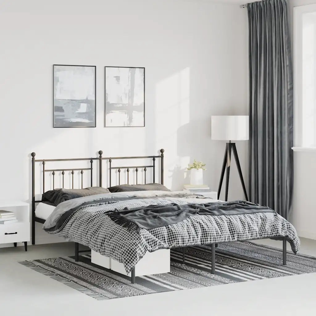 Giroletto con Testiera-Struttura Letto con testiera in Metallo Nero 135x190 cm 549877