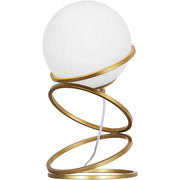Lampada elegante da tavolo o comodino minimalista lume in metallo bronzo sfera in vetro attacco G9