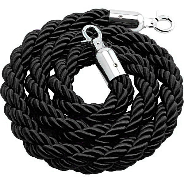 Cordone intrecciato 2mt con moschettoni silver vari colori - nero