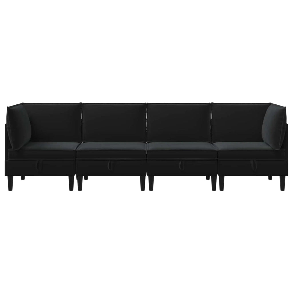 Set di mobili per il soggiorno con cuscino 4 pcs Nero Velluto 3413754