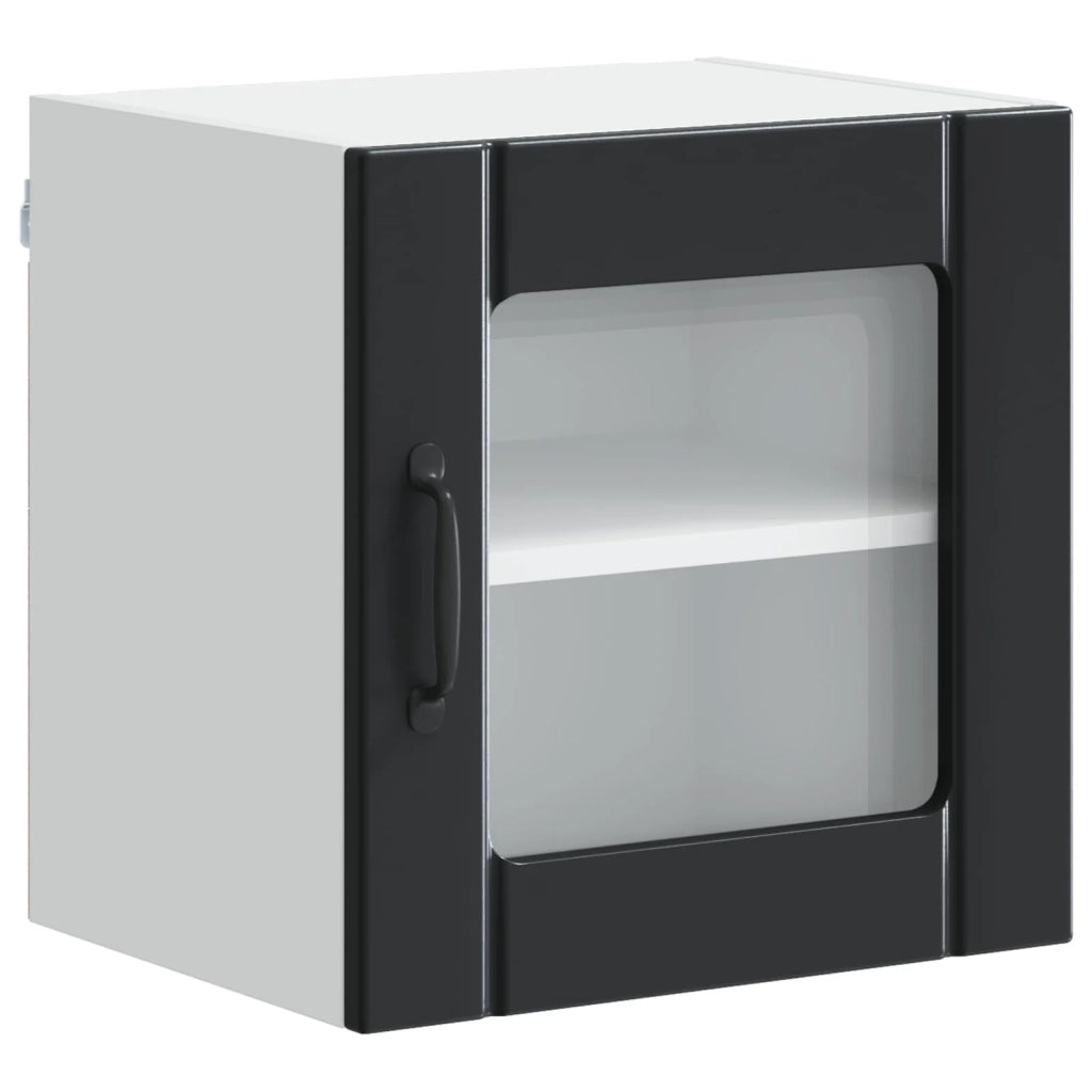 Pensile da cucina | Mobile in vetro da parete LUCCA 2 pz Nero 40 x 31 x 40 cm