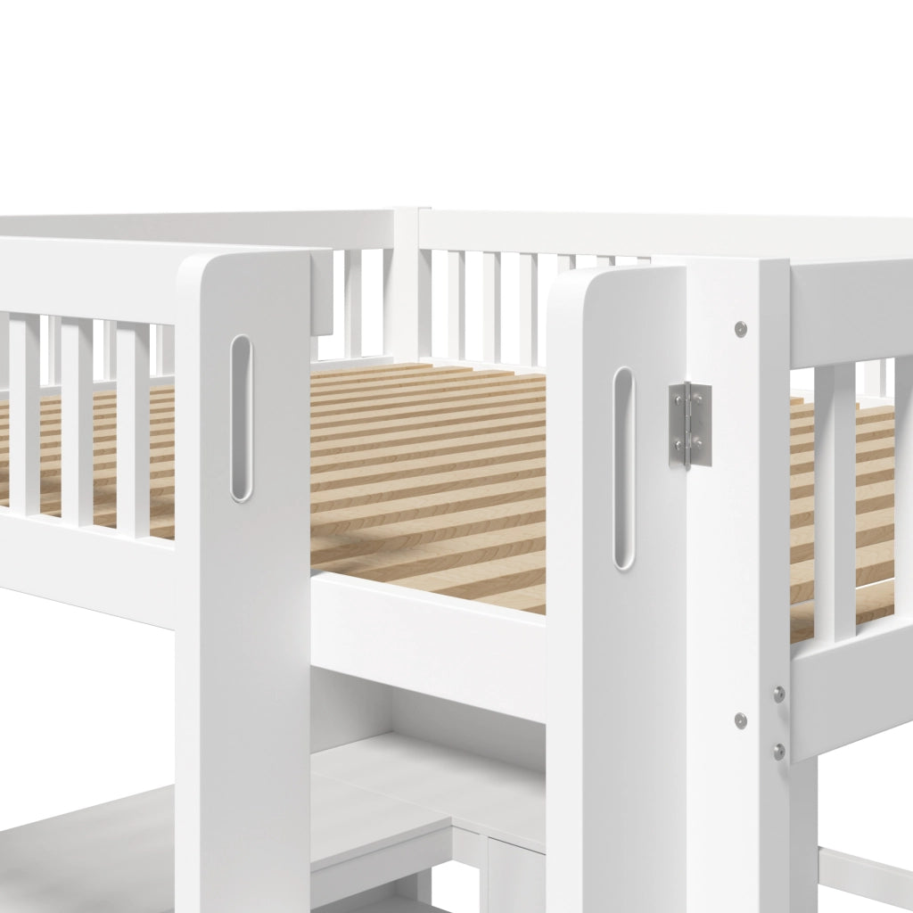 LETTO A SOPPALCO con scrivania 140x200 cm bianco in pino e MDF