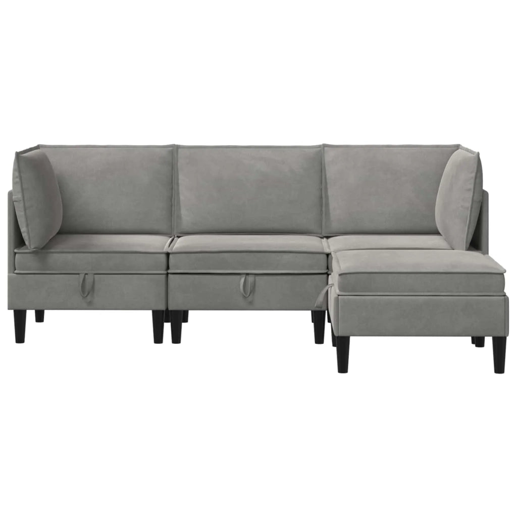 Set di mobili per il soggiorno 4 pcs Grigio Chiaro Velluto 3413730