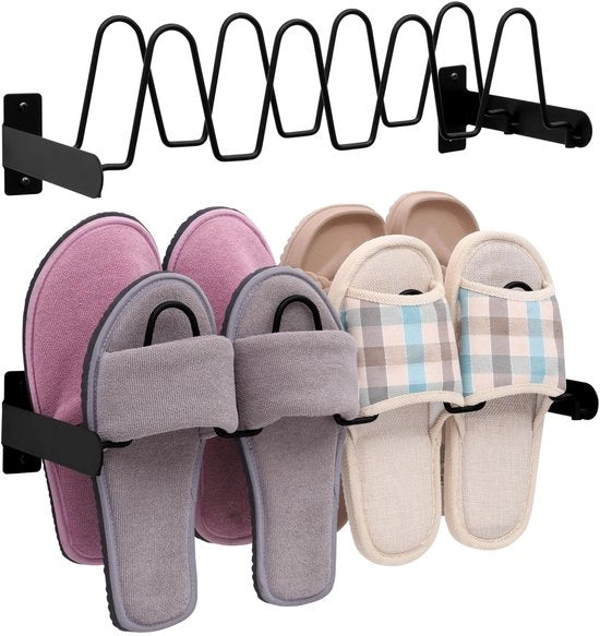 Sistema di conservazione per scarpe - Raccoglitore per calzature - Spazio risparmiato - Nero - Sistema di stoccaggio per calzature - Adatto per pantofole e sneakers - 2 pezzi