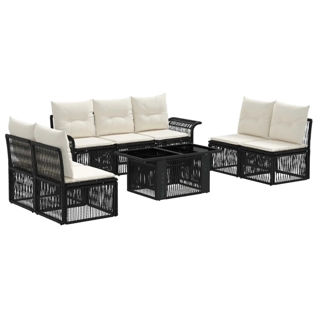 Set Divano da Giardino 8 pz Nero e Bianco Crema polyrattan 3436621