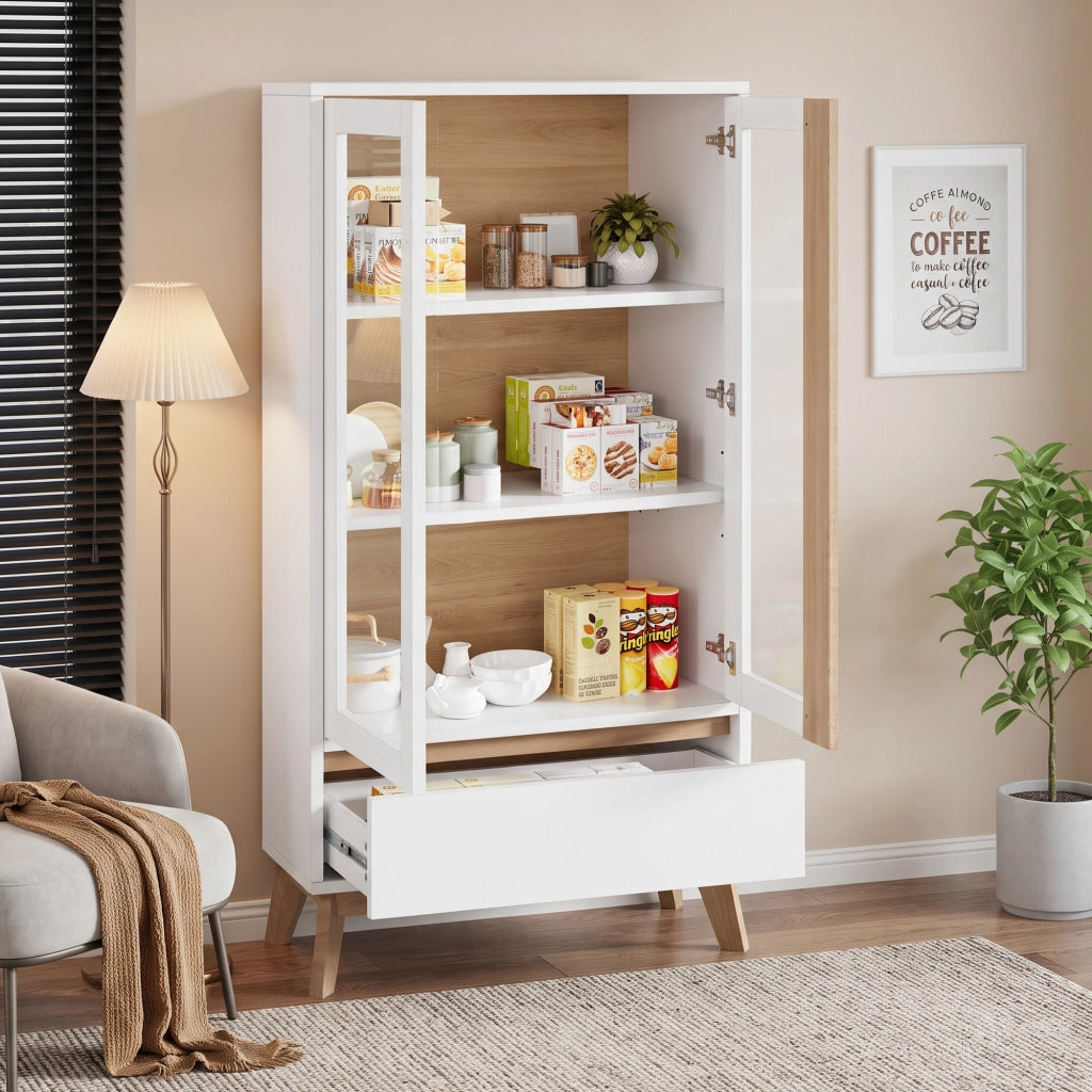 Mobile contenitore da cucina con ripiani regolabili, 80x40x150 cm, bianco, in truciolare
