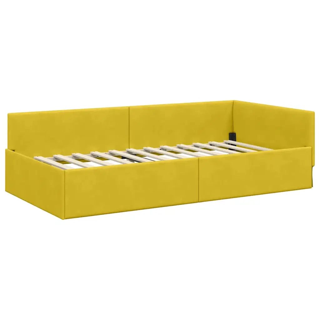 Letto singolo | Letto per adulti | Cornice del letto ad angolo Giallo 100 cm x 200 cm Velluto
