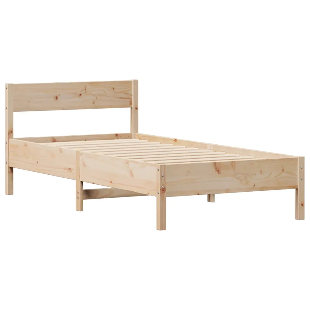 Letto senza Materasso-Struttura Letto 75x190 cm in Legno Massello Pino 966679