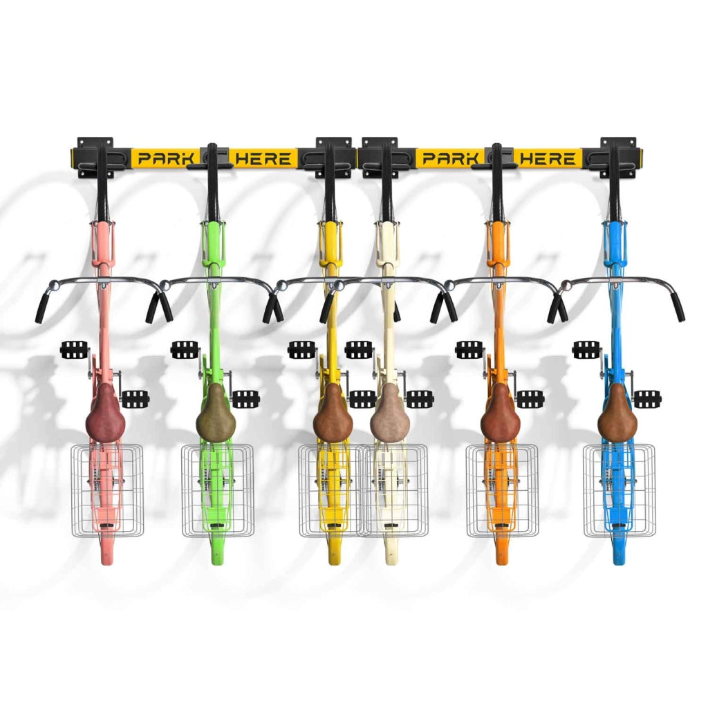 Bringer - Rastrelliera fermabici da muro 6 posti portabici verticale in acciaio zincato con ganci rivestiti in PVC. Bike Rack modulare regolabile compatibile con tutti i modelli di bicicletta.