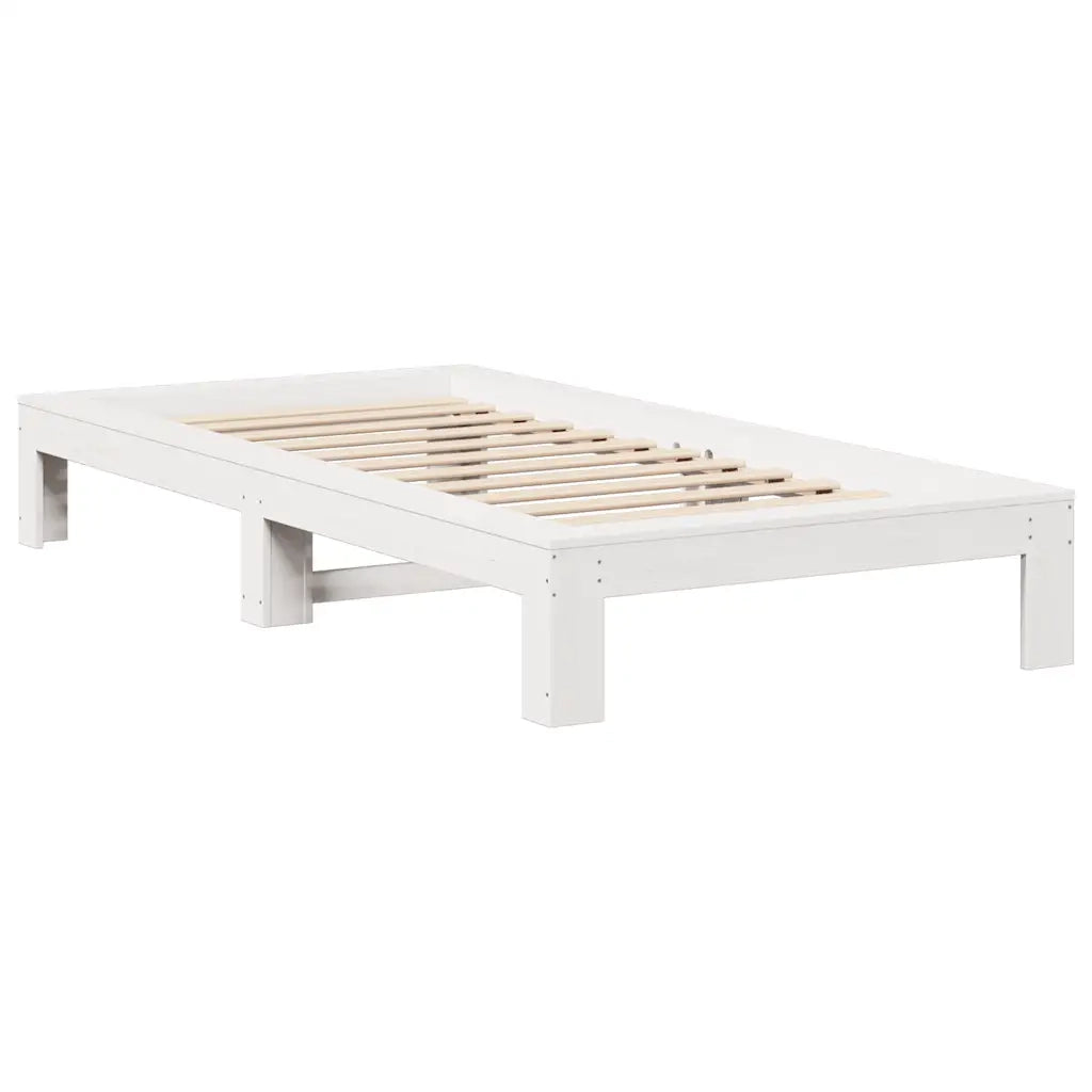 Giroletto senza Materasso Bianco 90x200 cm Legno Massello Pino