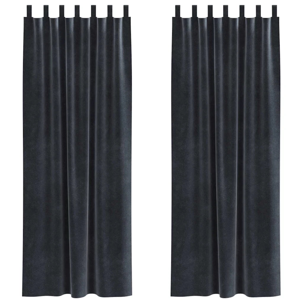 Tende Oscuranti | Tende Blackout 2 pz Grigio scuro 140 x 225 cm Velluto