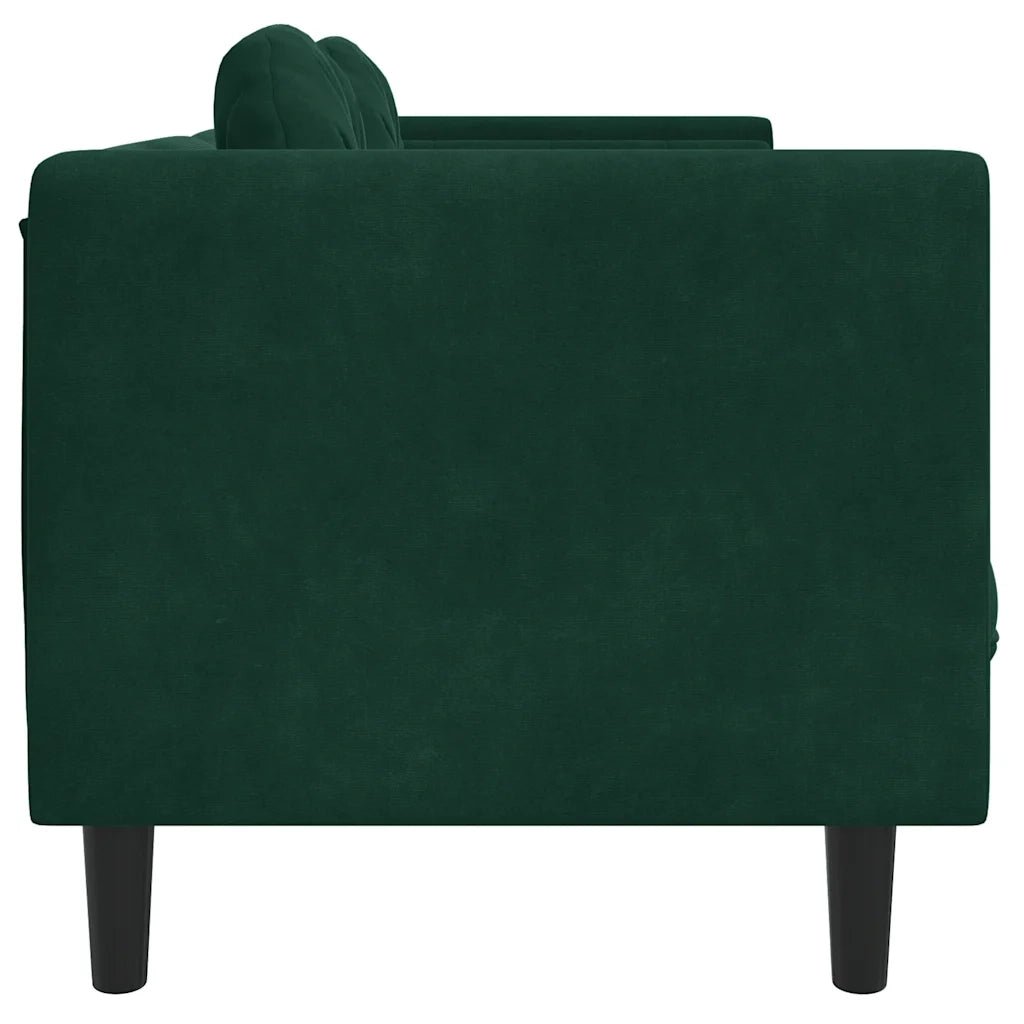 Divano a 2 Posti con Cuscini-Sofa 2 Posti con Cuscini Verde Scuro in Velluto