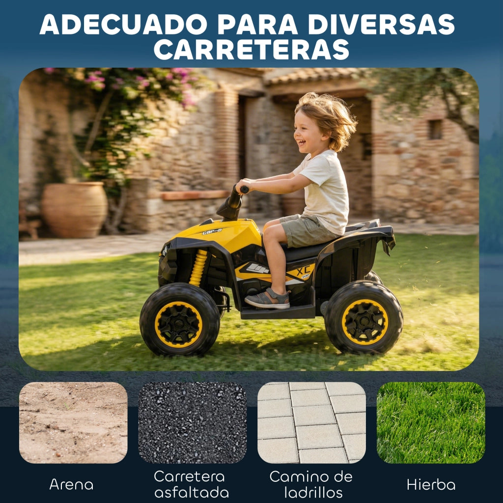 Quad Elettrico per Bambini 3-5 Anni ¨C Xylo ¨C 12V 2 Motori Giallo 83x53x55,5 cm