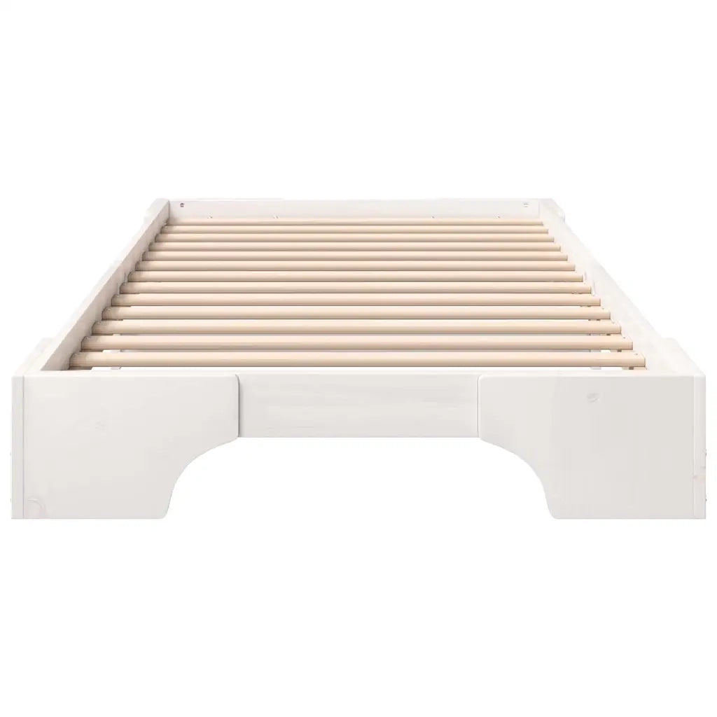 Letto singolo | Letto per adulti | Struttura del letto Bianco 100 x 210 cm Pino massello