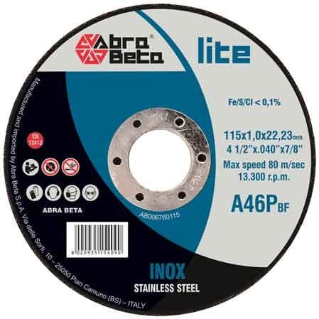 DISCO DA TAGLIO PER INOX ABRA BETA Ø 115x1,0 mm - 50 pezzi- ABRABETA