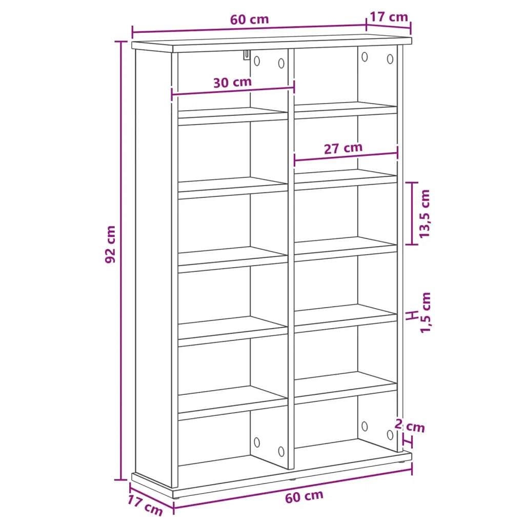 Mobile per CD Rovere Artigianale 60 x 17 x 92 cm 8012744