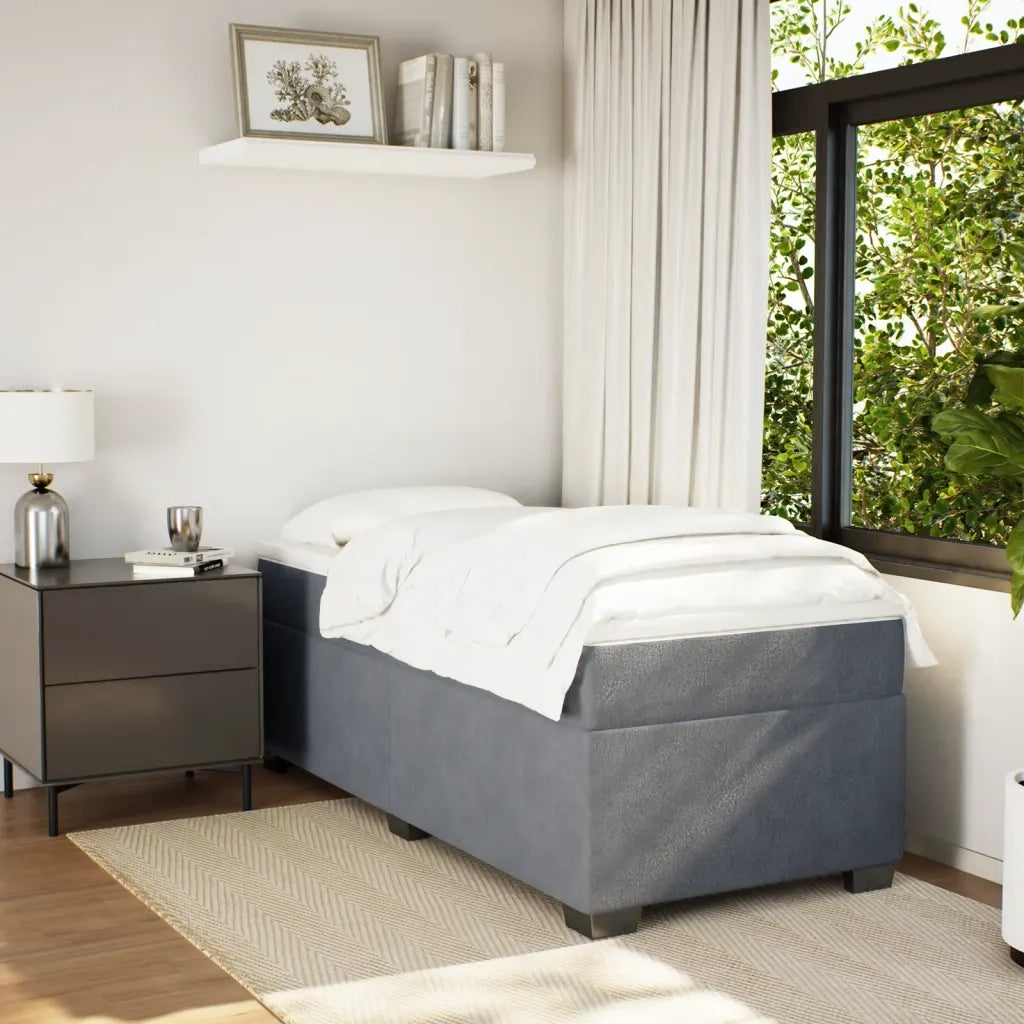 Giroletto a Molle con Materasso-Struttura Letto Grigio Scuro 90x190 cm Velluto 624284