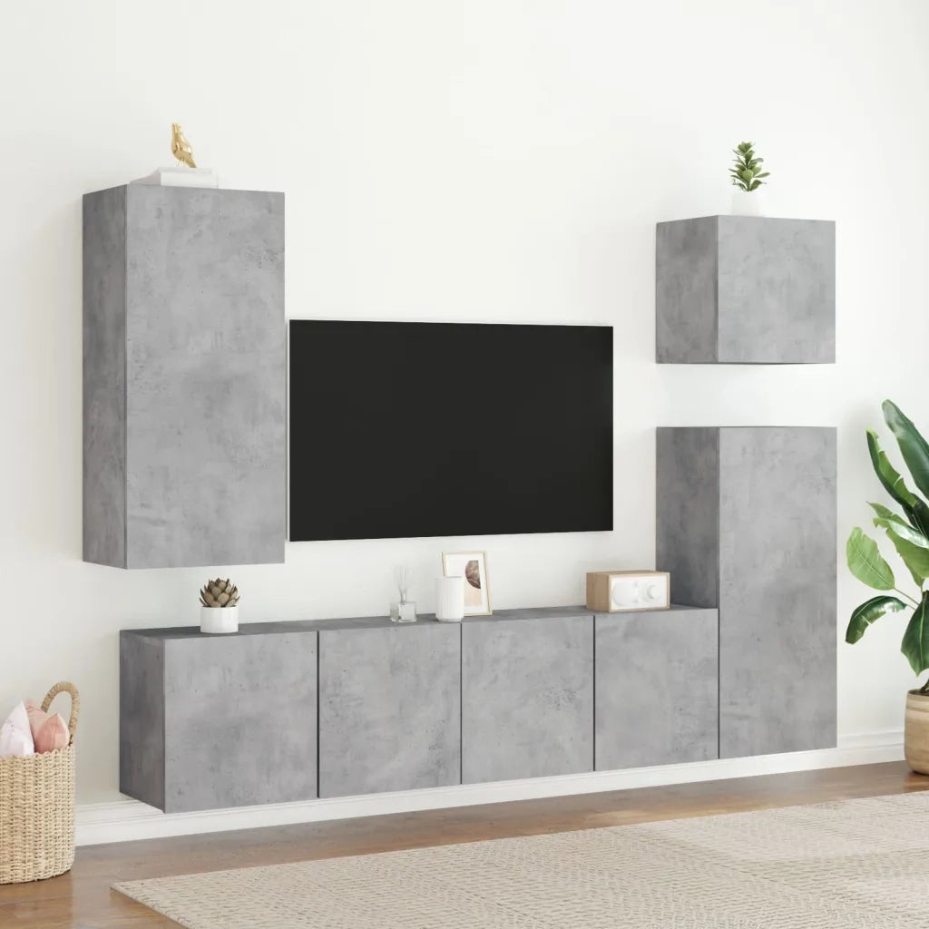 Mobili TV a Parete 2pz | Armadietto TV | Mobile Porta TV Grigio Cemento 80x30x41 cm