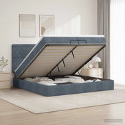 Letto ottomano con materasso Grigio Scuro 200 x 200 cm Velluto 3457672