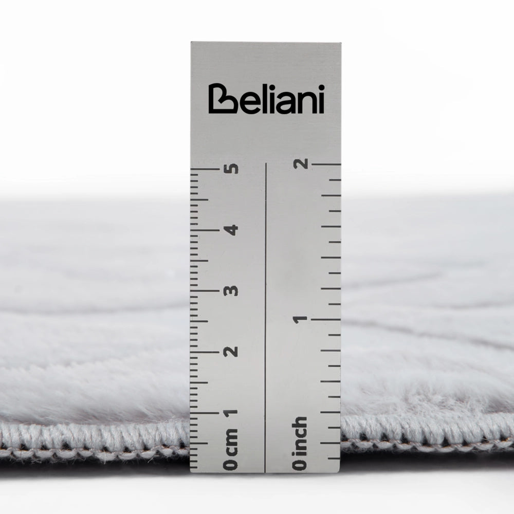 Tappeto in pelliccia sintetica di coniglio, grigio chiaro, in poliestere, rotondo da 160 cm, morbido e a pelo lungo, con motivo a foglie
