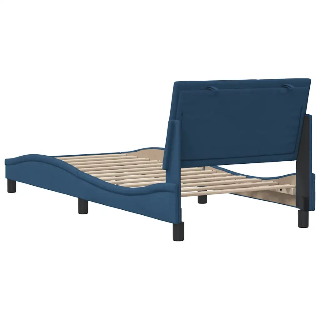 Letto singolo | Letto per adulti | Giroletto senza Materasso Hanko Blu 90x200 cm in Tessuto