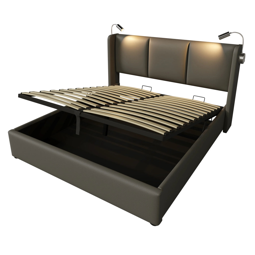 letto imbottito pu grigio 140x200 cm