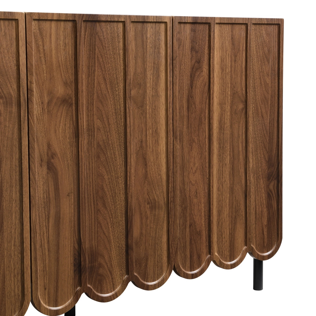 SIDEBOARD 120x35x80 cm MDF colore noce con ante ondulate