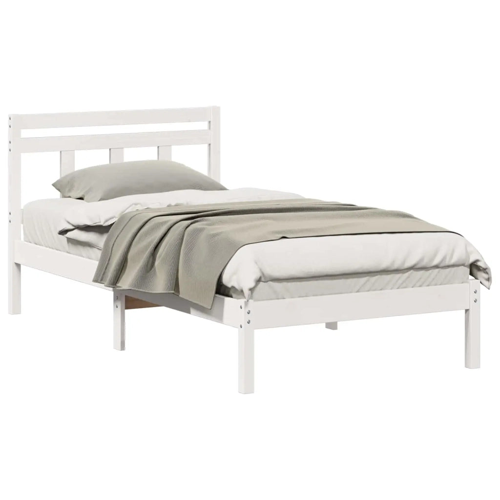 Struttura del letto Bianco 90 x 200 cm Pino massello 872348