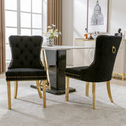 Sedia da Pranzo Imbottita in Velluto con Schienale e Gambe Dorate ¨C Xylo ¨C Nero/Oro