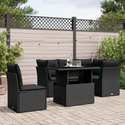 Set Divano da Giardino 6 pz con Cuscini Nero in Polyrattan 3266585