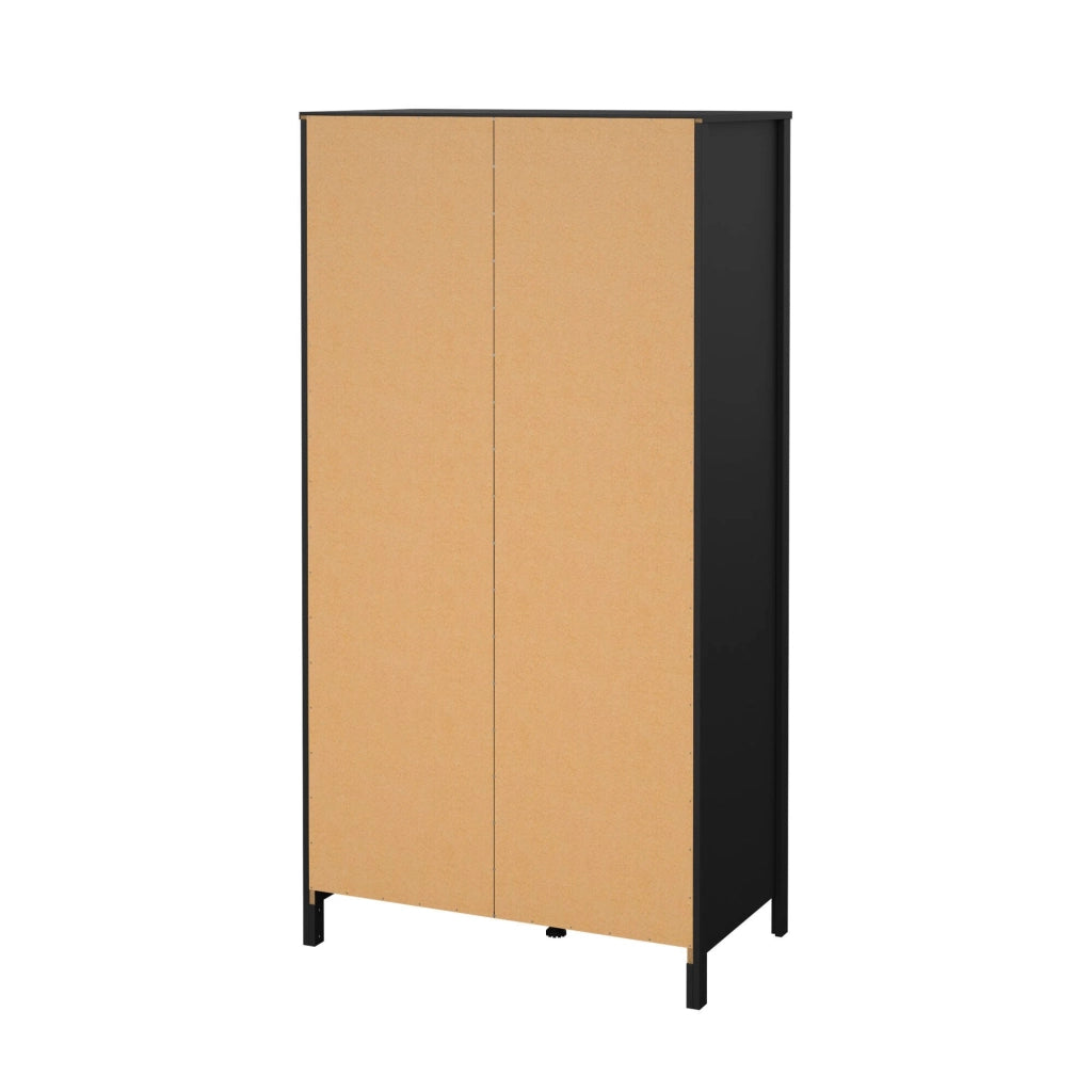Guardaroba 2 ante Lagertha, Mobile camera da letto, Cabina armadio portabiti, Armadio appendiabiti, 102x58 h199 cm, Nero