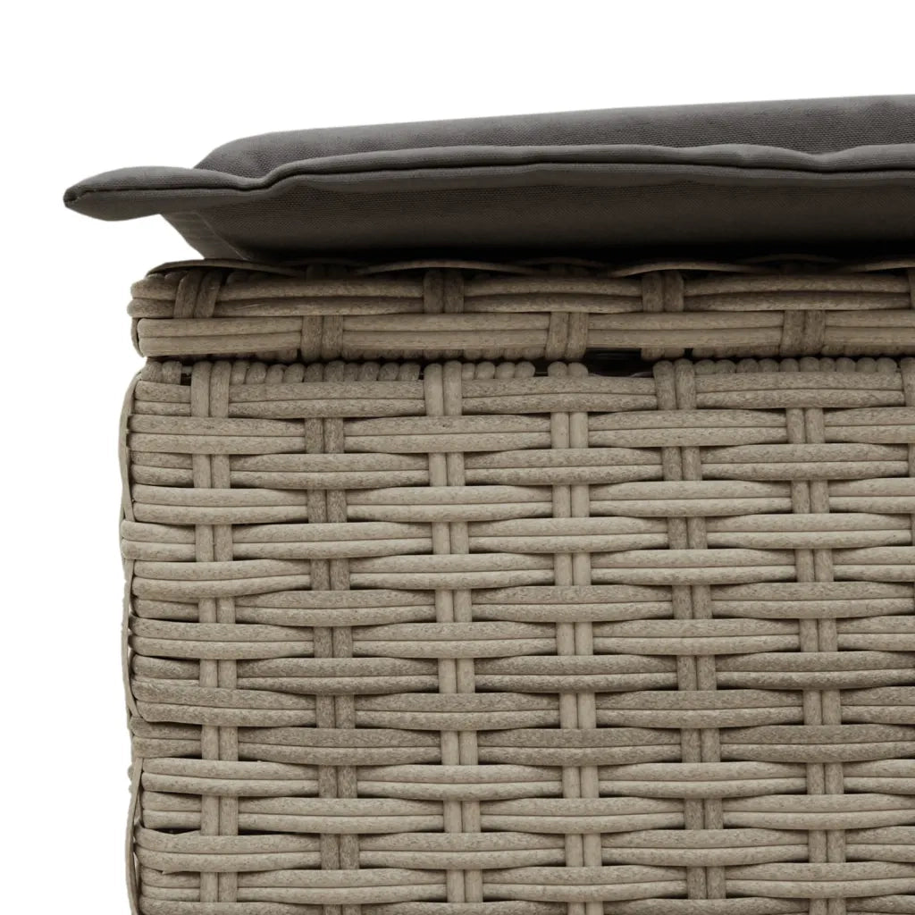 Lettino Prendisole | Sdraio da giardino | Lettino da sole Doppio con Cuscini Grigio Chiaro Polyrattan