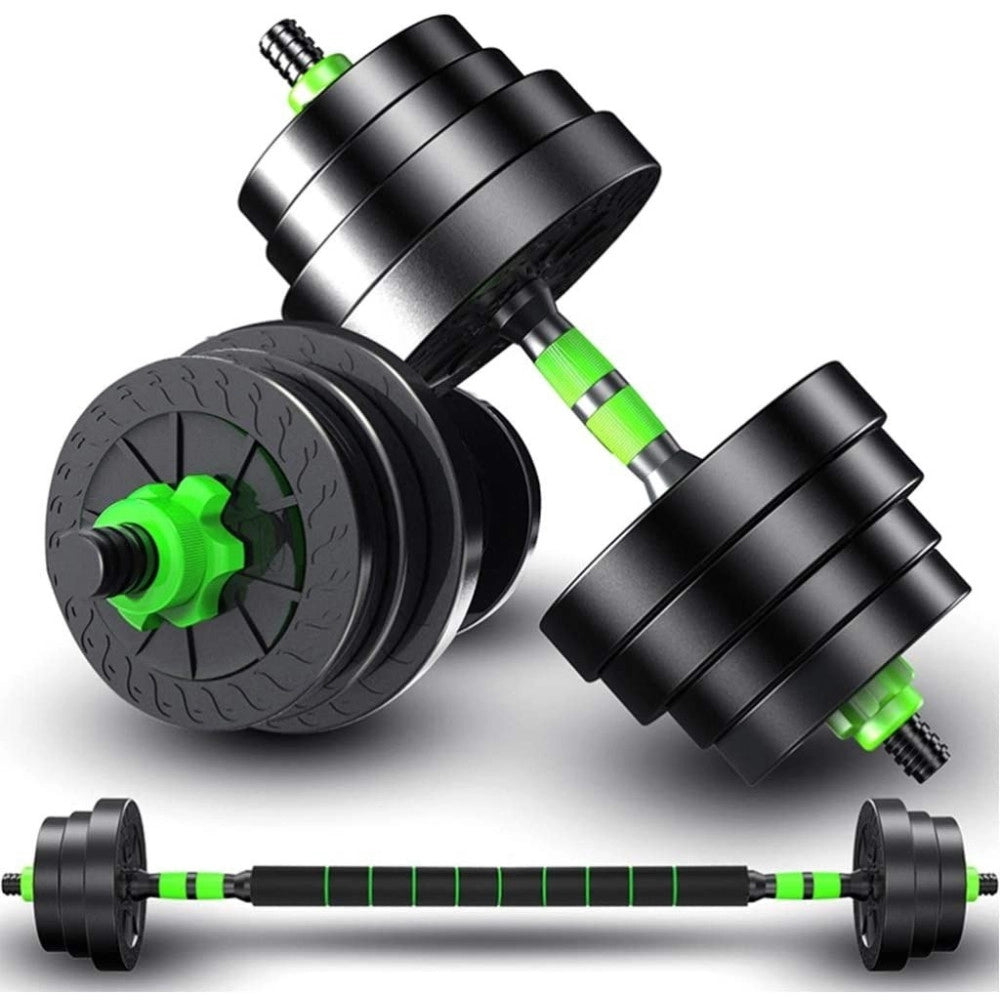 Trade Shop - Kit 2in1 Bilanciere + Manubri Con Pesi Regolabili Componibili Palestra Tot 15 Kg -