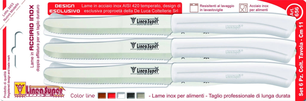 SET COLTELLI DA TAVOLA INOX 6 PEZZI col. Bianco