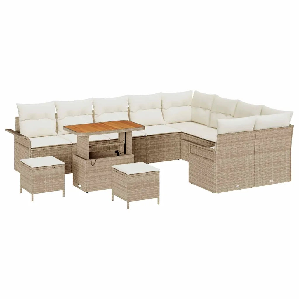Set Divano da Giardino con cuscino 12 pcs Beige e Crema