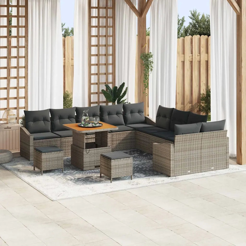 Set Divano da Giardino con cuscino 13 pcs Grigio Poly Rattan 3364663