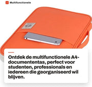 Tas multifunzionale per documenti A4 - Acqua resistente - Ideale per documenti e accessori - Arancione - Per notebook e smartphone - Compatta e portatile