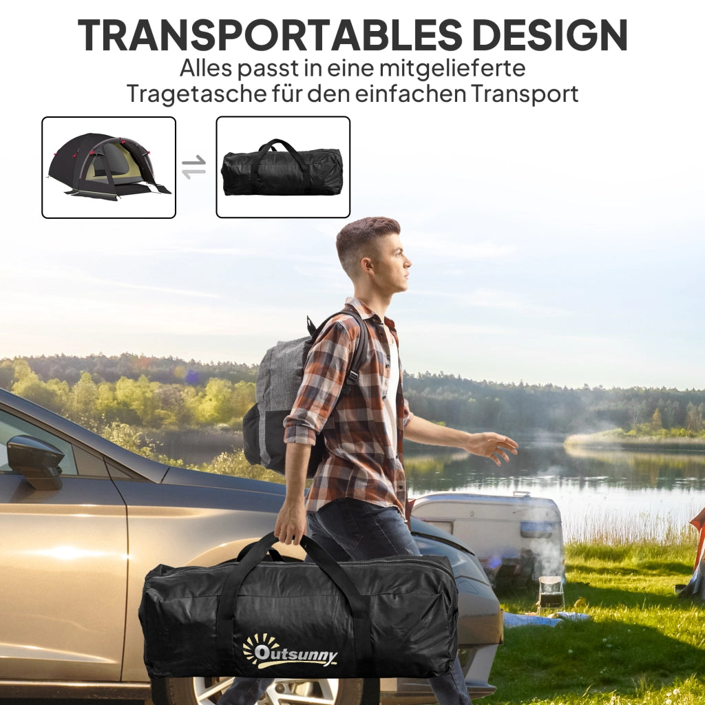 Tenda da campeggio per 2 persone ¨C zephmum ¨C Nero UV50+ tunnel con avancorpo