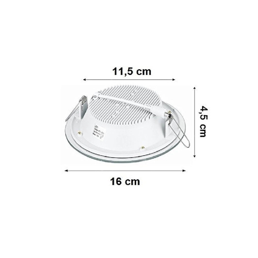 Trade Shop - Faretto Led Tondo Da Incasso Bianco In Vetro Trasparente Da 12w Luce Bianco -