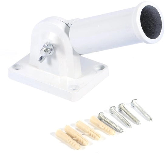 Supporto per Asta di Bandiera Adattabile - Incluso con Viti - Materiale Kunststoff/Metallo - Altezza 6 cm - Diametro Interno 3 cm - Supporto per Asta di Bandiera
