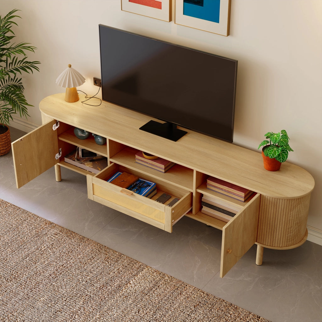 Cassettiera per TV Natural; in MDF; lunghezza 175 cm