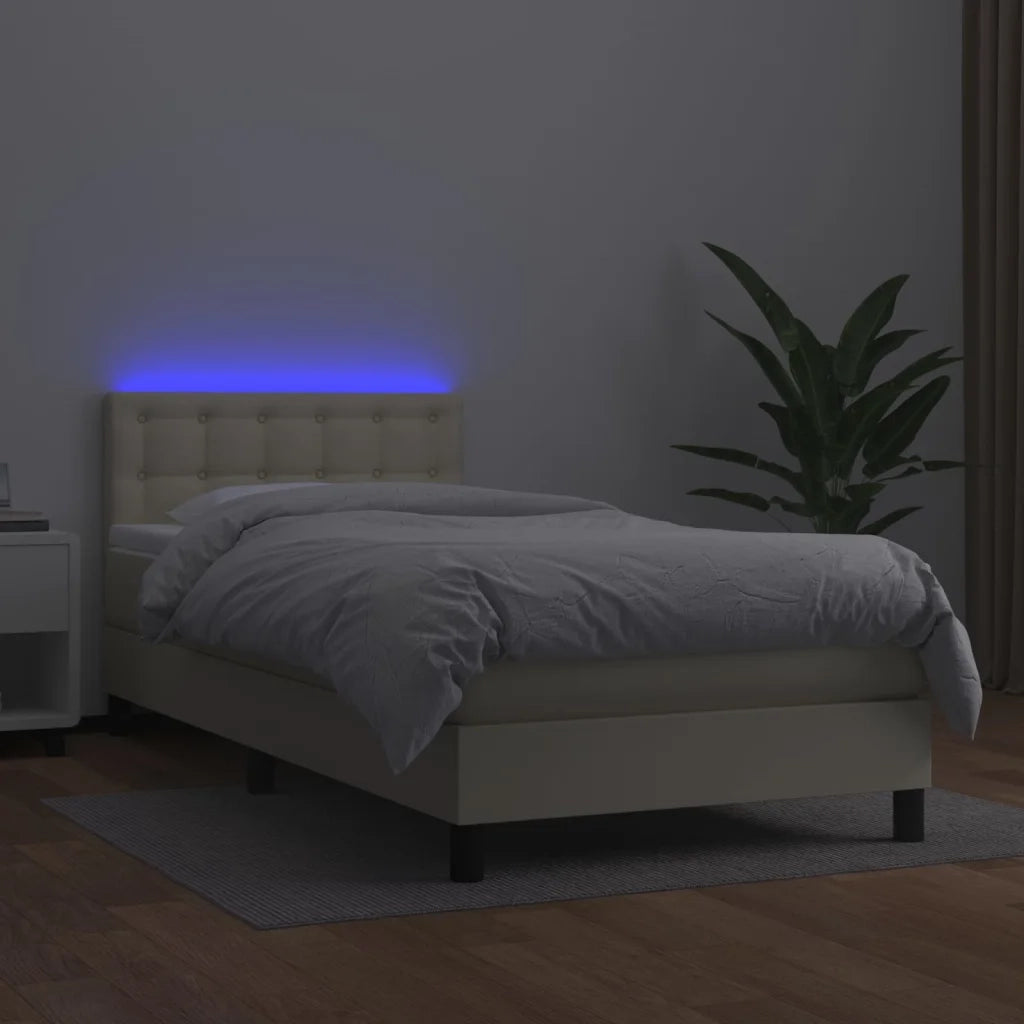 Giroletto a Molle con Materasso e LED Crema 100x200 cm 3134209