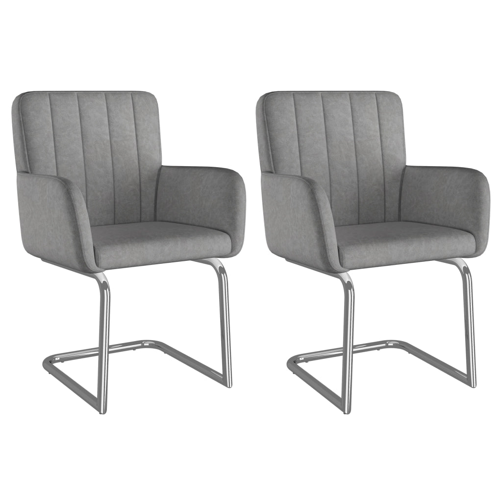 Set 2 Sedie da Pranzo Imbottite ¨C MINIMAL ¨C Struttura Metallo, Similpelle Grigio