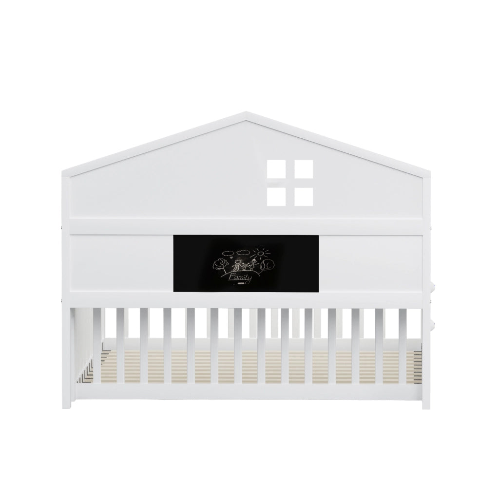 Letto per bambini in legno massiccio con design a casetta e contenitori integrati