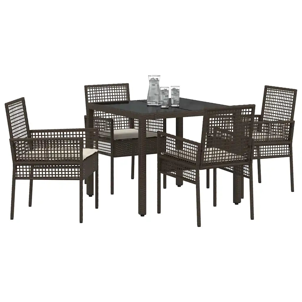 Set da Pranzo per Giardino 5 pcs Marrone polyrattan 3334864