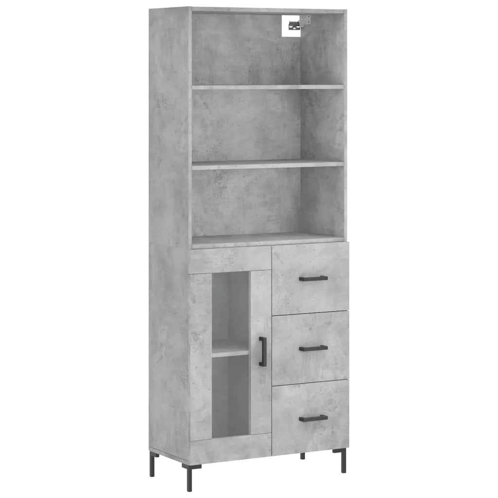 Credenza | Madia | Buffet da pranzo | Armadio da pranzo Grigio Cemento 69,5x34x180 cm in Legno Multistrato