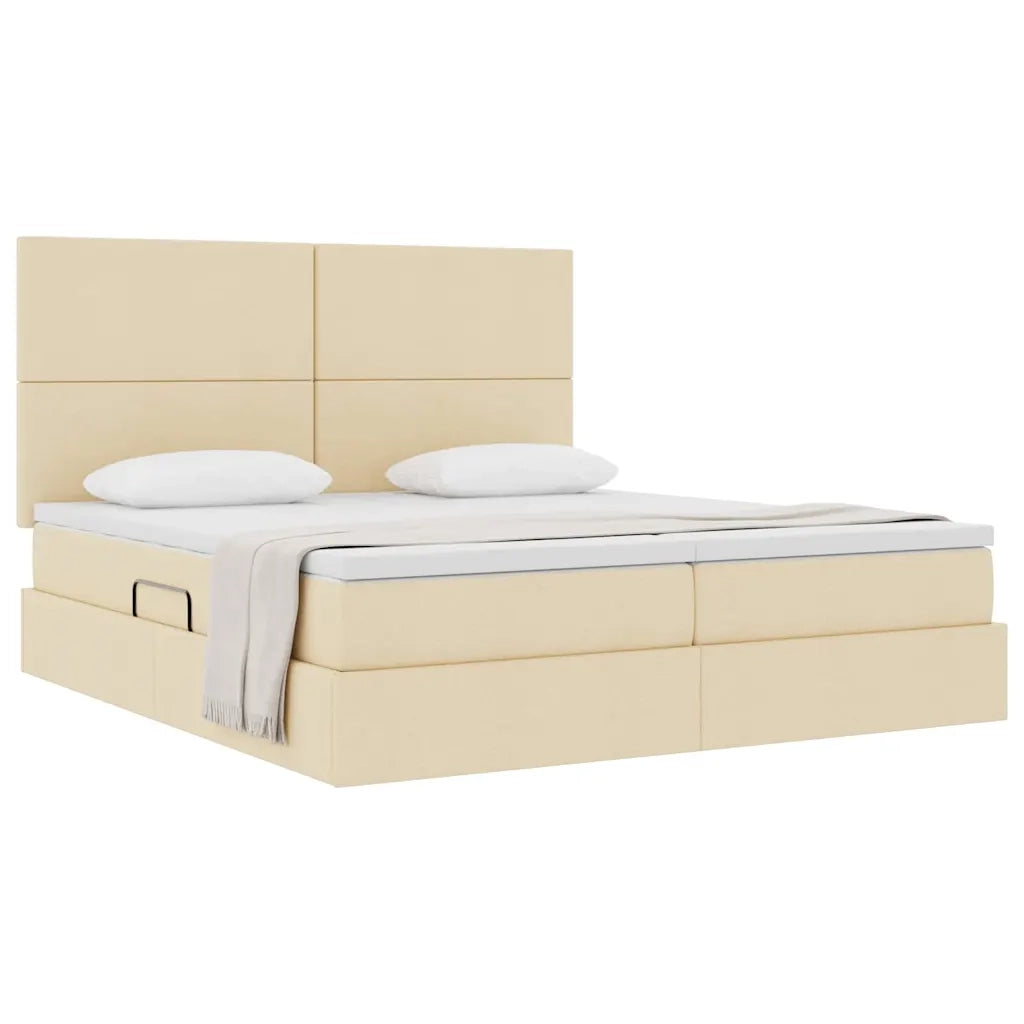Letto con Contenitore Crema 200 x 200 cm Pelle Sintetica 3372195