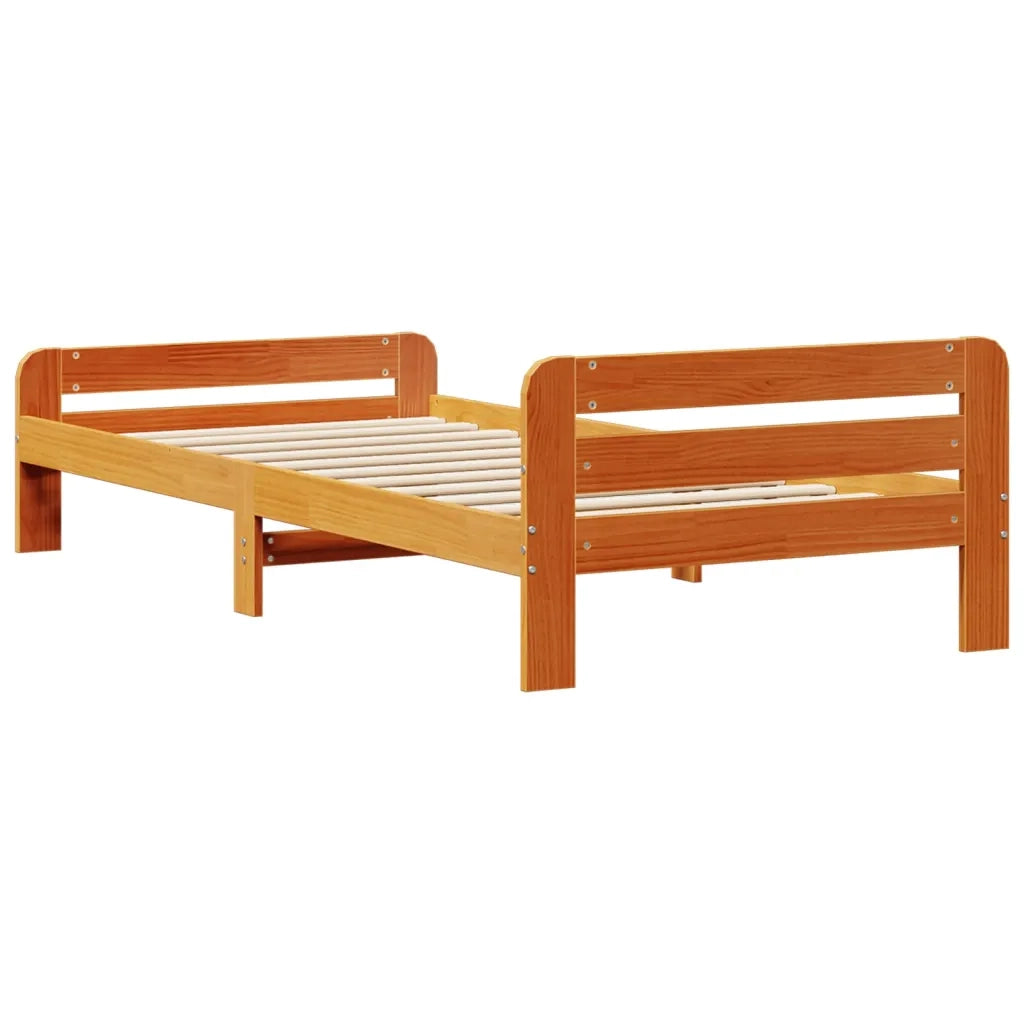 Letto senza Materasso Marrone Cera 75x190 cm in Legno di Pino 855498