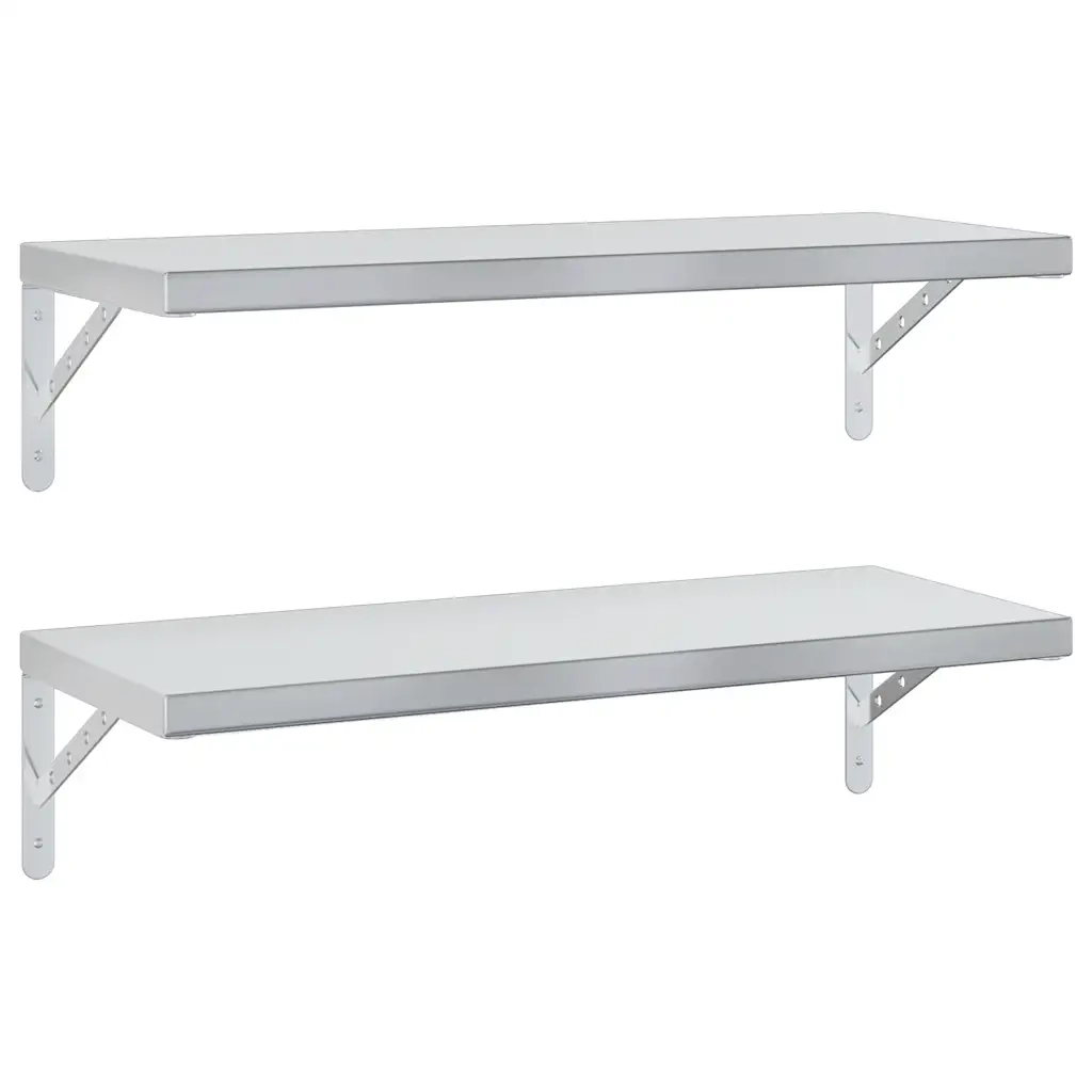 2 pz Mensole a Muro | Scaffale Parete | Ripiano a parete 75x30 cm Argento in Acciaio Inossidabile